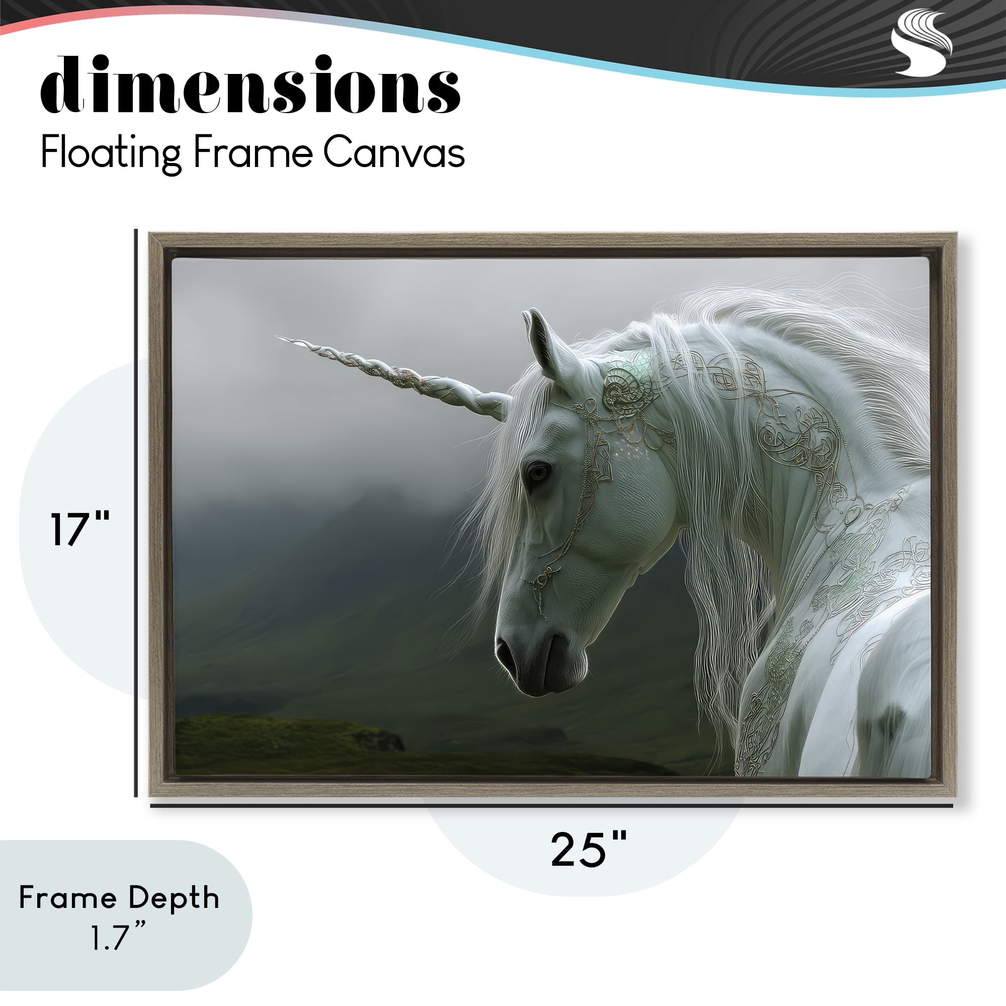 Stupell Industries Dreamy Celtic Unicorn Brown Framed Floater Canvas Wall Art, design by The Wands Want