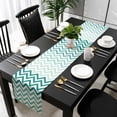 thumbnail image 5 of Teal Chevron Table Runner Cotton Linen 72 Inch Holiday Dresser Scarves,Ombre Geometric Ocean Wave V-shaped Tablerunner for Kitchen Coffee Dining Bedroom Home Living Room Dinner Scarf Décor 13''x72'', 5 of 9