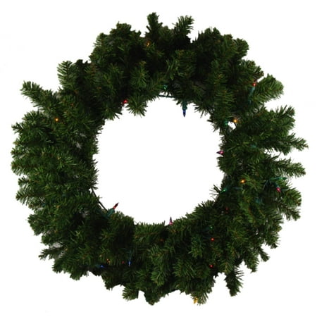 24" Pre-Lit Canadian Pine Artificial Christmas Wreath - Multi-Color Lights