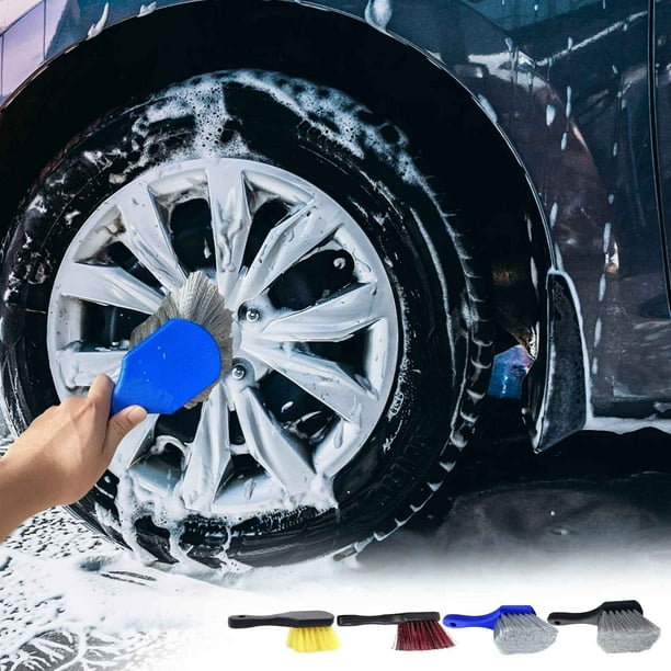 Cepillo de neumáticos de microfibra con mango largo - Cepillo para limpiar ruedas y cubos para coches, camiones, SUV - Cerdas blandas eliminan suciedad y mugre