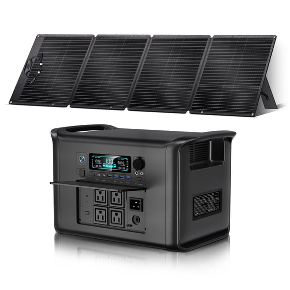CTOLITY Solar Generator Kit with Panels Included, 2400W Portable Power Station, 200W Solar Panel, 2048Wh LiFePO4 Backup for Camping Home RV Outages