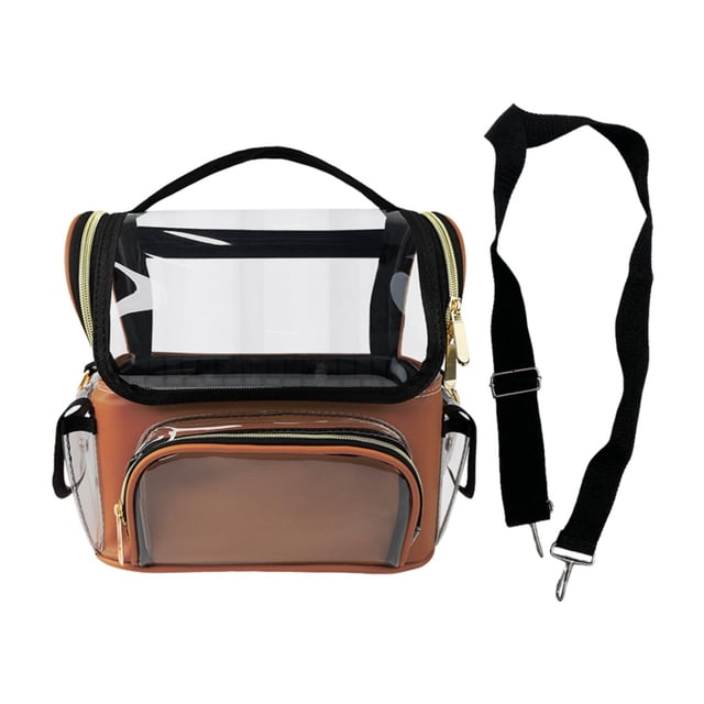 Estuche Organizador de Maquillaje con Divisor Extraíble, Bolsa de Cosméticos de Viaje Profesional, Bolsa para Brochas de Maquillaje para Artistas de M café