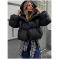 thumbnail image 1 of Parka gruesa y cálida para mujer, Chaqueta corta de manga larga, abrigo elegante impermeable, prendas exteriores, color plateado sólido, novedad de invierno, 2024, 1 of 5