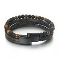 thumbnail image 6 of K-KED Natural Tiger's-Eye Beads Men's Bracelet Hand Woven Multilayer Leather Bracelet-lasurite +Grinding sand 21cm, 6 of 9