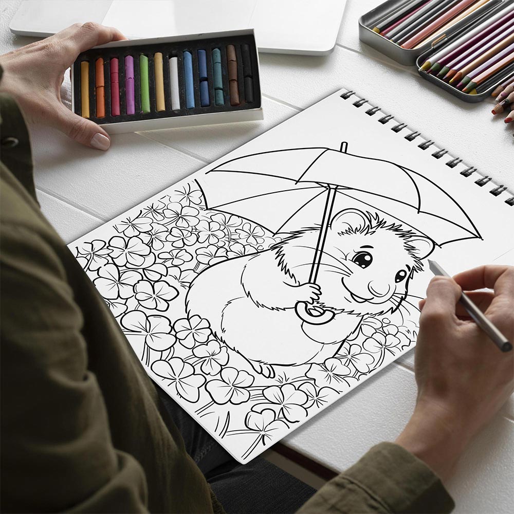 Netecom Hamster Coloring Book for Adults, Spiral Bound, Soft Cover