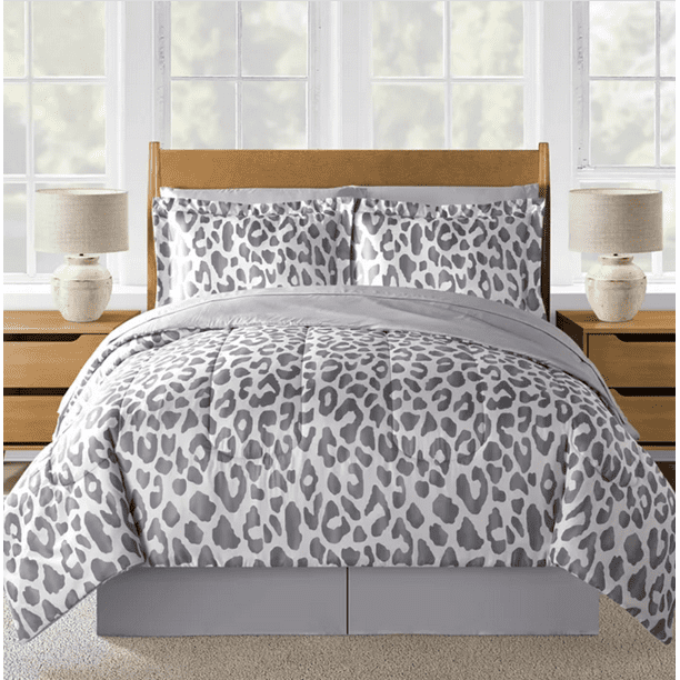Cheetah Animal Print Jungle Safari Gray Reversible Full Comforter ...