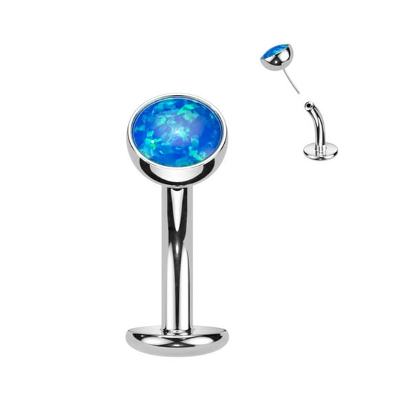 Titanium Belly Ring 14 Gauge 5/16" (8 MM) Floating Convex Base  Opal
