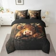 thumbnail image 3 of Erosebridal 7-Piece Cute Highland Cow Bedding Sets Twin Size,Farm Animal Comforter Sets With Sheets,Black Reversible,Floral Flower Decor,Highland Cow Bedding Comforter Set, 3 of 5