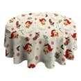 thumbnail image 4 of Beige Christmas Santa Pattern Round Tablecloth 60"x60",Wrinkle Wipeable Table Cloth for Kitchen Dining Room Picnic Patio Party, 4 of 6