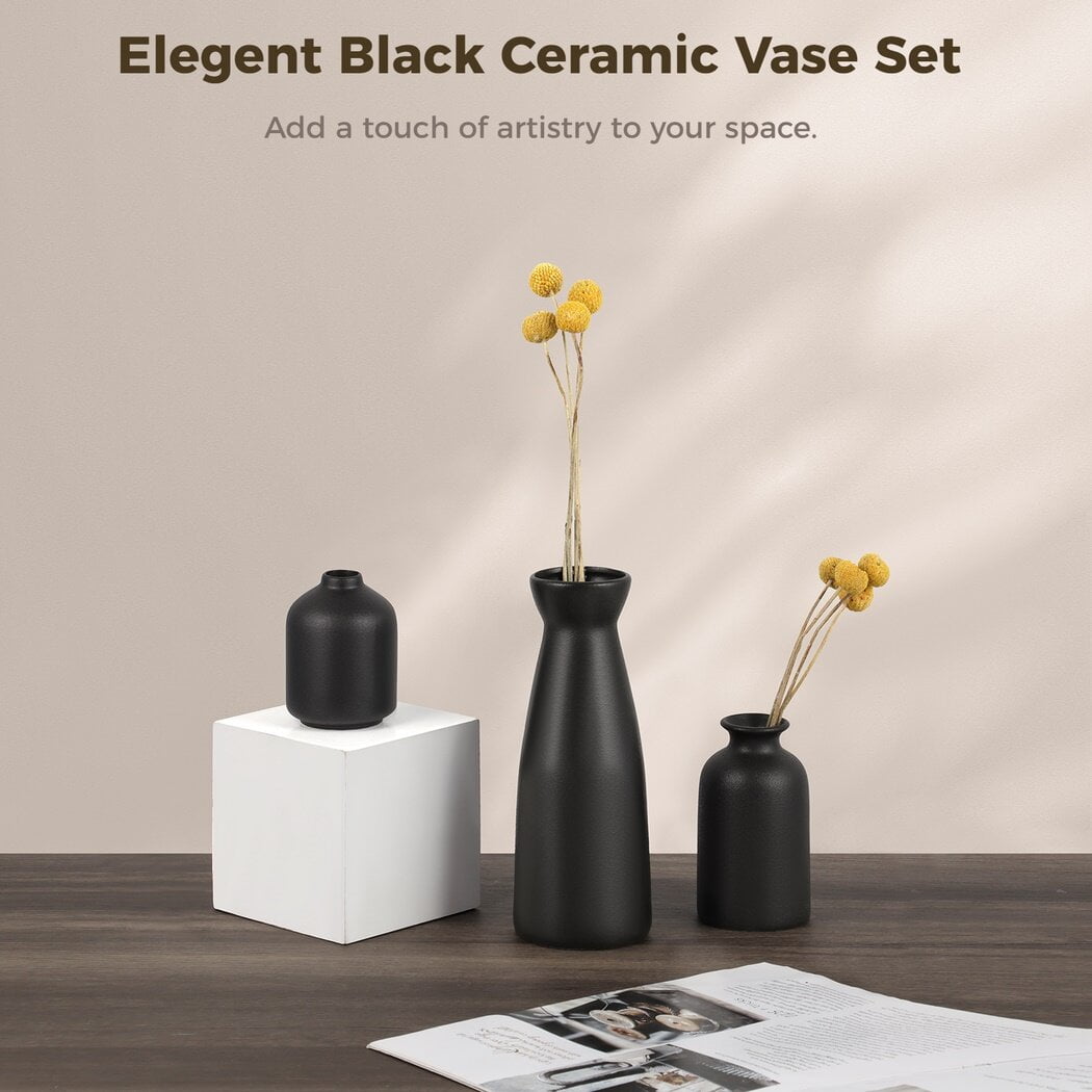 QUTHZZHY Lot De 5 Mini Vases Noirs En Céramique Pour Décoration D