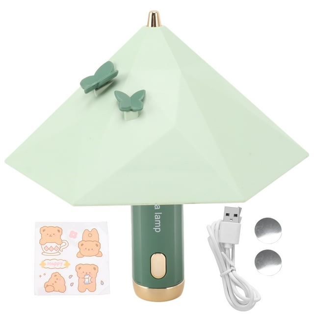 Umbrella Shape LED Bedside Lamp USB Rechargeable 3 Gear LED Bedroom Learning Reading Table Light 500mAh Green
