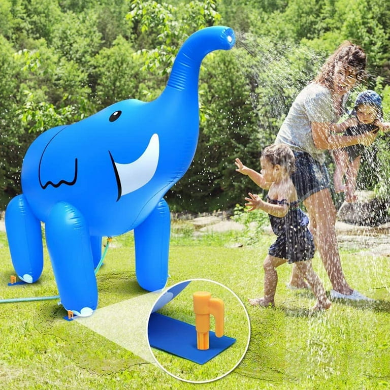 GoFloats Giant 5-Foot Inflatable Elephant Sprinkler – Yard Sprinkler For Kids, Summer Water Fun, Rapid Inflation Valve Included