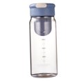 thumbnail image 3 of Botella de agua de plástico con colador de té incorporado, cuerpo transparente, botella de agua deportiva de 650ml para personal de oficina, cubierta gris, cuerpo blanco, 3 of 5