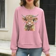 thumbnail image 5 of FAVIPT Women Christmas Knit Pullover Tops Cute Highland Cow Print Waffle Sweatshirt Casual Trendy Long Sleeve Shirts Crew Neck Fall Winter Outfits 2025 Pink,S, 5 of 6