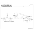 thumbnail image 2 of Kingston Brass Kingston 6-Inch Adjustable Center Wall Mount Kitchen Faucet Polished Chrome, 2 of 3