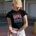 thumbnail image 2 of Witty Safety First, Drink with a Nurse Art, Nurses Week Merch Gift, Military Green T-Shirt, Small, 2 of 5