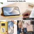 thumbnail image 5 of Wallet Leather Case For Samsung Galaxy S24 5G / S25 5G 6.2",With Card Holder,Wristband, Shockproof Kickstand Embossed Happy Pattern Phone Case,Yellow,For Galaxy S24/S25 (5G), 5 of 8