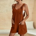 thumbnail image 3 of SUYOLL Women Romper Tie Shoulder Solid Color Overall Shorts Scoop Neck with Pockets Soft Breathable Work Overalls, 3 of 6