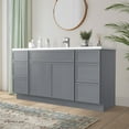 thumbnail image 2 of 60 in. W x 21 in. D x 32.5 in. H Freestanding Bathroom Vanity Cabinet without Top in Smoky Gray, 2 of 6