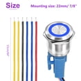 thumbnail image 4 of Uxcell 2 Pack 7/8 Inch Stainless Steel Latching Push Button Switch Flat Head 5A 110-220V Silver Shell With Blue LED Ring Head 1NO1NC, 4 of 7