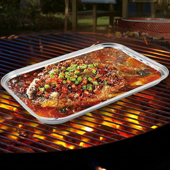 RENACLIPY Polished Stainless Steel Food Tray for Home and Restaurant Use
