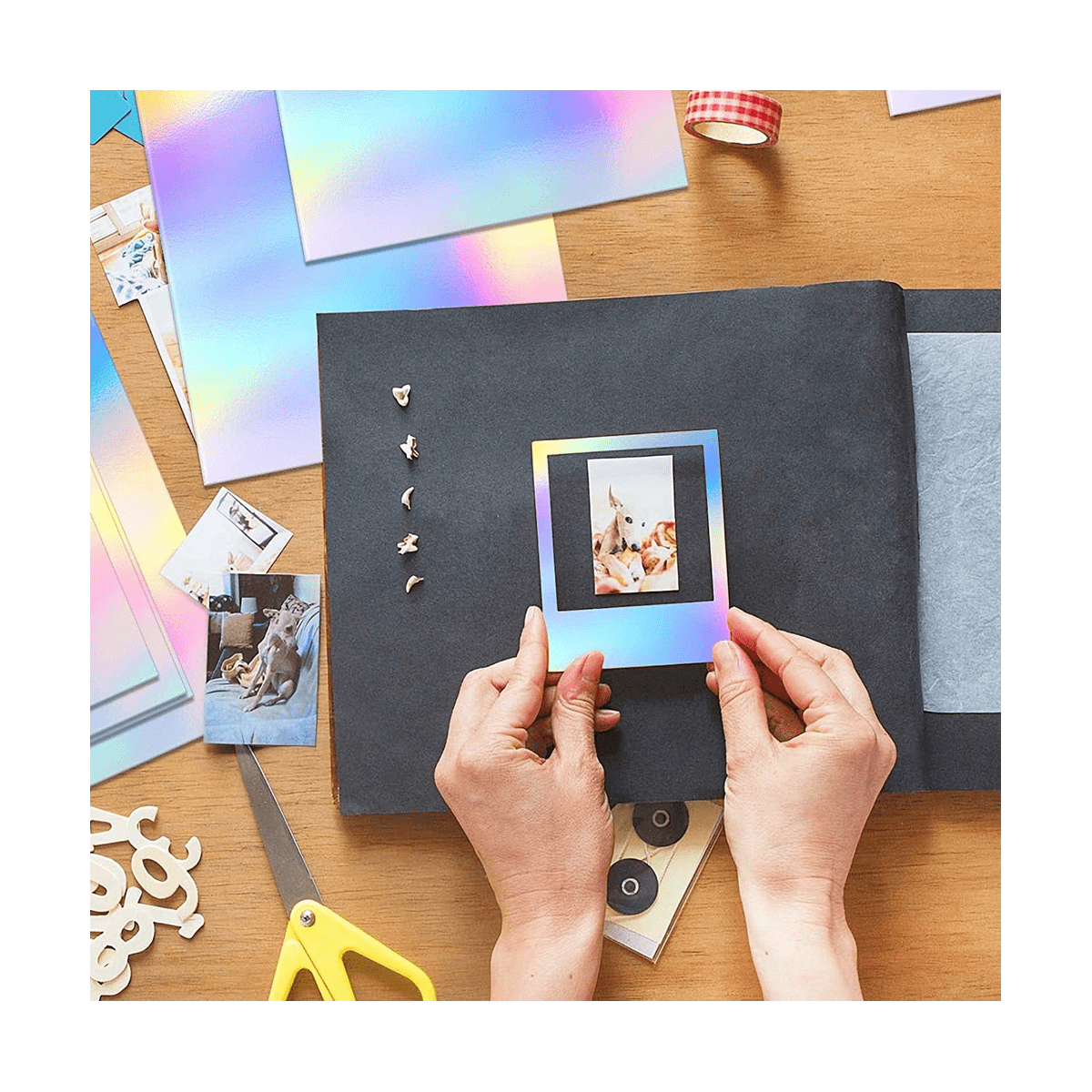 Metallic Holographic Card Shiny Mirror Paper Sheets, Reflective Post Board Size 8.5 X 11 Inch 50 Pack