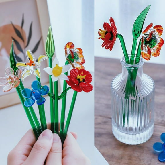 Cheers US Decorative Glass Lovely Flower Bouquet Spring Bouquet Glass Rose Flowers, Valentines, Mothers Day, Anniversary, Friendship Gift for Christmas Valentine's Day Mother's Day Birthday