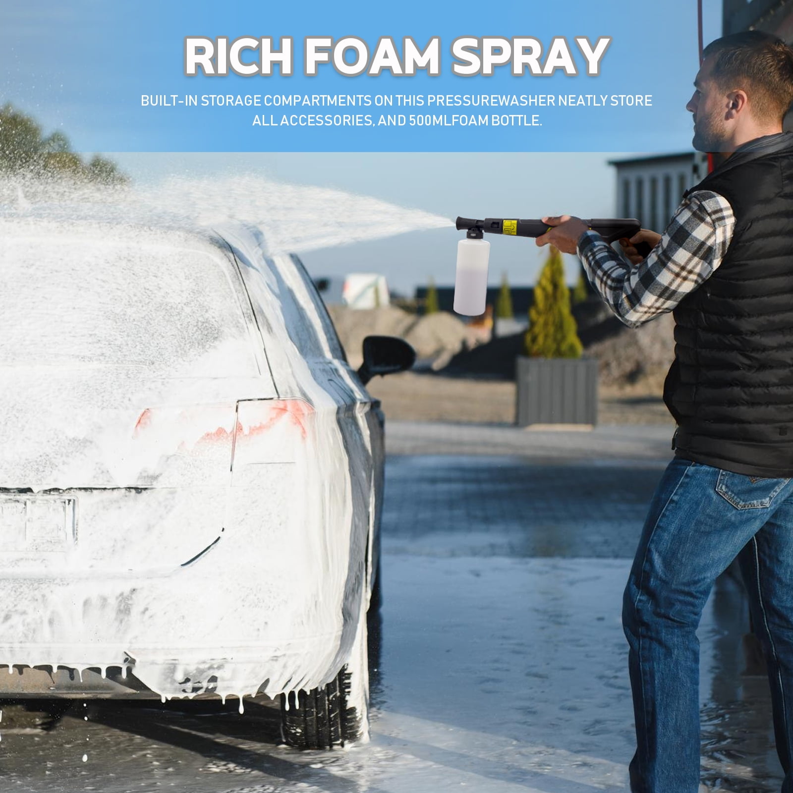 Electric Pressure Washer 4200PSI-Max 2.8GPM Power Washer Touch Screen Adjustable Pressure,4 Nozzles and 500ml Foam Cannon Power Washer Cleaning for Car, Home, Driveway, Yard, Outdoor, Gutter, Pool,