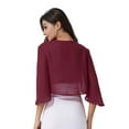 thumbnail image 3 of iiniim Women's 3/4 Sleeve Open Front Soft Chiffon Shrug Cardigan for Evening Dress Size S-3XL Burgundy 3XL, 3 of 7