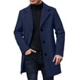thumbnail image 5 of WTOBBY Men's Business Casual Wool Blend Trench Coat, Notched Collar Single-Breasted Overcoat with Pockets for Winter, Slim Fit and Versatile for Office and Events,Navy 2XL, 5 of 6