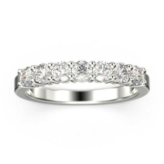 1.19ct Round Seven Stone Diamond Moissanite Ring 10k White Gold