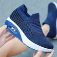thumbnail image 5 of CHOII Clearance Women's Woven Breathable Foam Mesh Shoes Walking Wear-Resistant Air-cushion Thick Sole Anti-slip Sneacker for Ladies C omfortable Running Shoes Casual Hiking Shoes,Dark Blue/7.5, 5 of 5