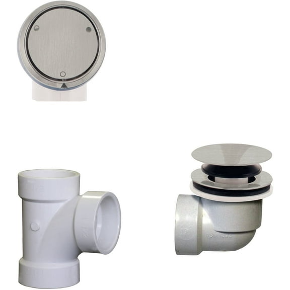 Tip-Toe Drain Bathtub Trim with Deep Soak Overflow - Sch. 40 PVC Plumber's Pack, Satin Nickel