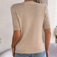 thumbnail image 6 of ZZwxWA Women's Eyelet Crewneck Tops Short Sleeve Casual Loose Shirts Summer Fashion Solid Blouses Sweater 2025 Casual Crochet Round Neck Hollow Out Knit, 6 of 7