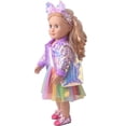 thumbnail image 2 of AlevRam 3 Piece Outfit for 18" Dolls Sequin Jacket, White Tank Top Rainbow Tulle Skirt Doll Clothes Set, 2 of 5