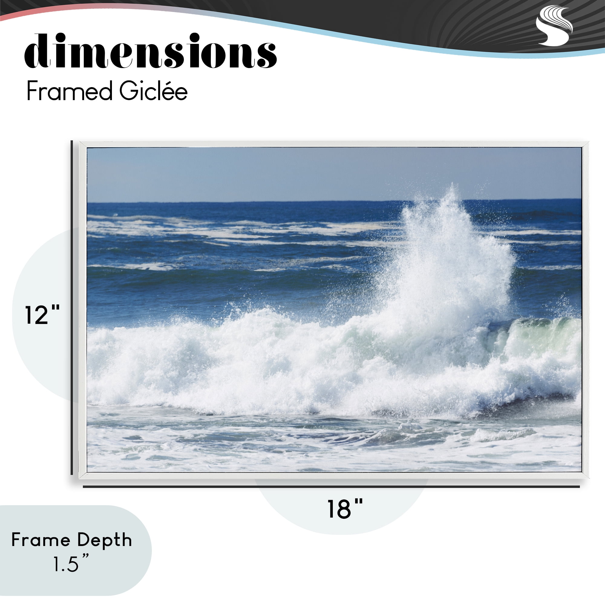 Stupell Industries Crashing Waves Splash White Framed Giclee Art, design by JLM Photographs