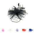 thumbnail image 3 of Chapeau de Mariage Nuptiale Chapeau Plume Mesh Fleurs Partie Cocktail Coiffure Cheveux Fleurs - Rouge, 3 of 9