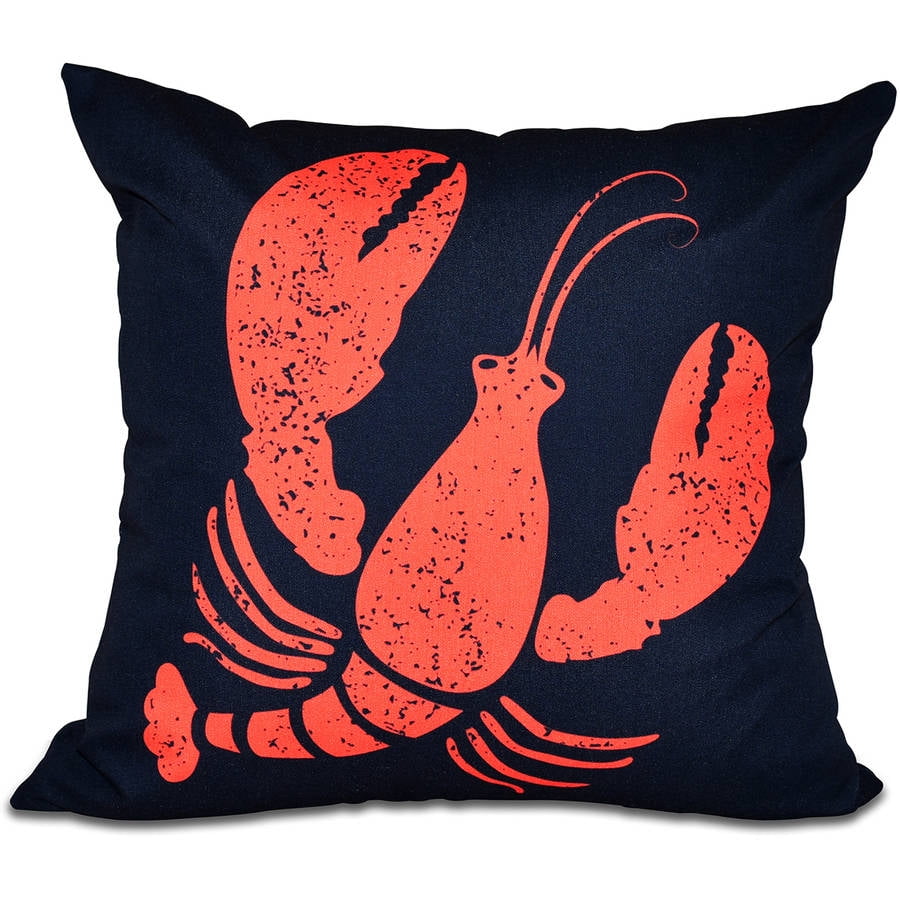 Simply Daisy 16" x 16" Lobster Animal Print Outdoor Pillow