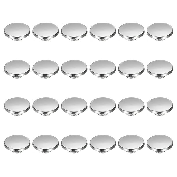 Uxcell 24 Pcs Flat Head Button Stud 20mm Screw Back Rivets Stud Set, Silver