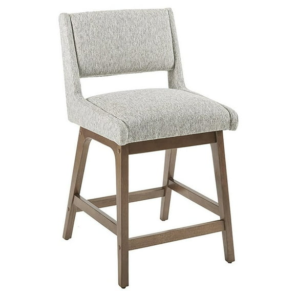 INK+IVY Boomerang 25" Solid Wood and Fabric Upholstered Counter Stool in Gray