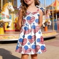 thumbnail image 2 of Leey-World 4th Of July Toddler Girl Dress Baby Girl Summer Clothes Stand Collar Tshirt Dress Striped Short Sleeve Aline Dresses Toddler 4th of July Outfit,Size 1-2 Years, 2 of 5