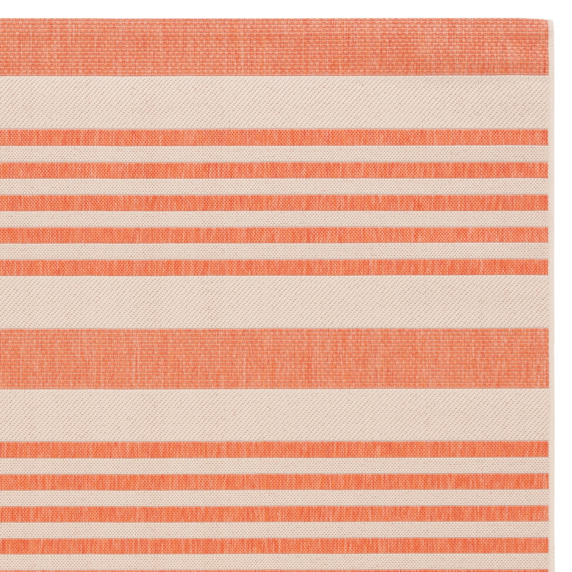 SAFAVIEH Martha Stewart Striped Indoor/Outdoor Area Rug, Rust/Cream, 6'7" x 8'7"
