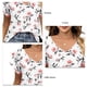 thumbnail image 5 of Blusa de manga con volantes Cuello en V Camisa de blusa holgada de manga corta de doble capa para dama Flor blanca S, 5 of 5