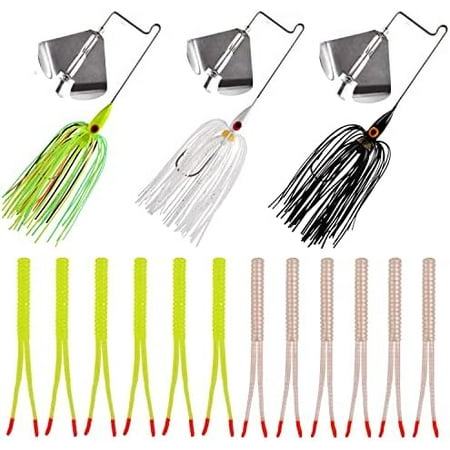 Buzz Baits Bass Fishing Lures Kit Spinner Baits with Split Tail Trailer Spinnerbait Swimbait Jigs Lure for Bass Pike Trout Salmon Freshwater Saltwater Fishing$$Sport & Recreation Other