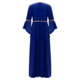 thumbnail image 4 of iiniim Kids Girls Medieval Princess Costume Long Flared Sleeve High Waist Maxi Dress Halloween 6-16 A Royal Blue 12, 4 of 7