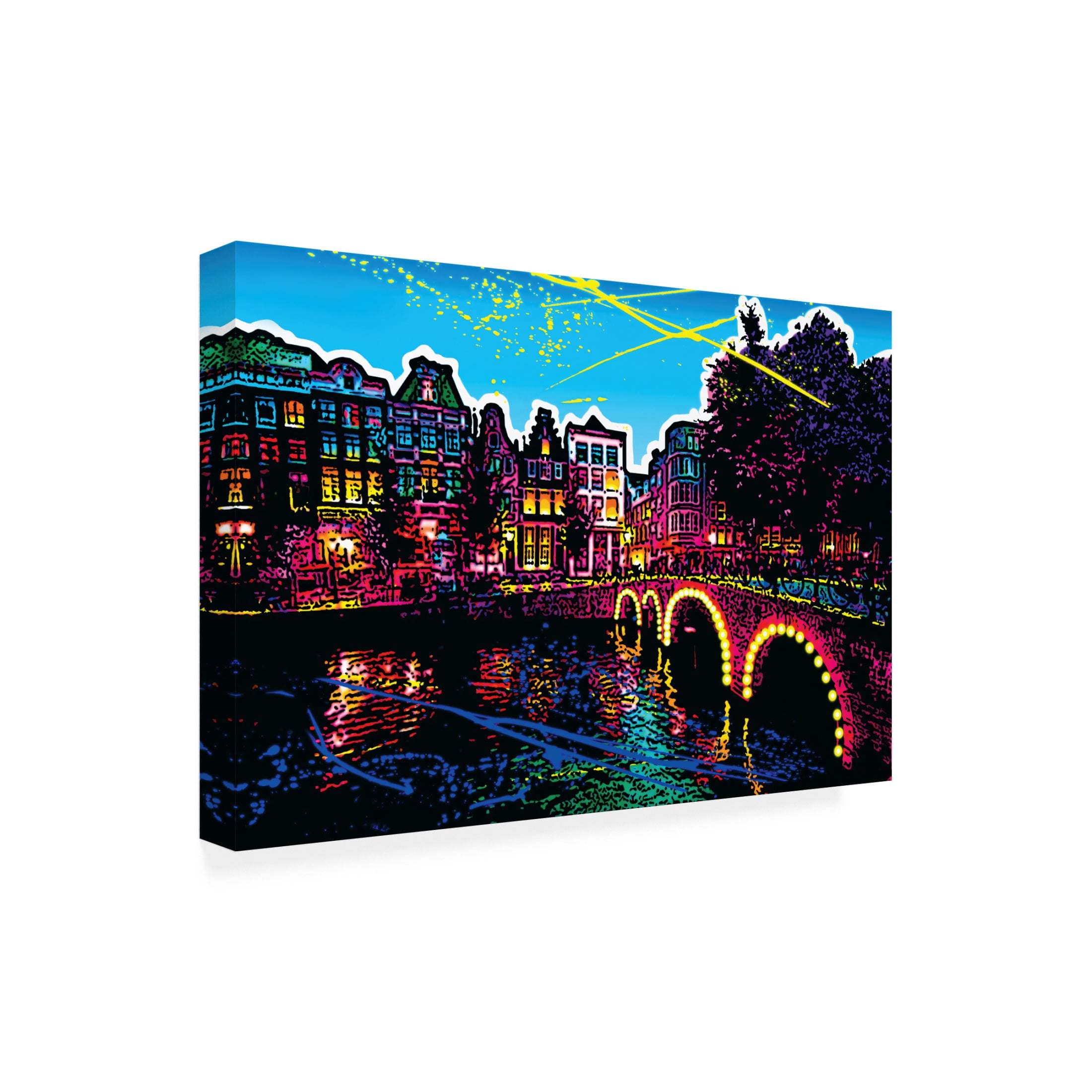 Canvas Wall Art - Ray Heere 'Colorful Cityview Of Amsterdam Herengracht' Wall Art for Living Room, Bedroom, or Office Décor by Trademark Fine Art - 32 x 22 Inches