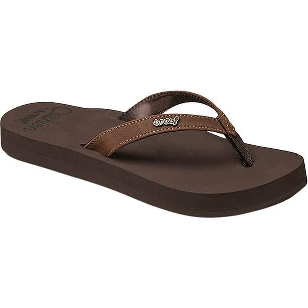 REEF Women's Reef Cushion Luna Vegan Flip Flop Brown Vegan Leather 7