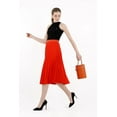 thumbnail image 3 of Coral Pleated Skirt High Waist Elastic Waist Band Midi Skirt, 3 of 5