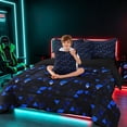 thumbnail image 3 of Manfei 3D Triangle King Bedding, Geometric Black Blue King Bed in a Bag, Black Reversible 7pcs, 3 of 6