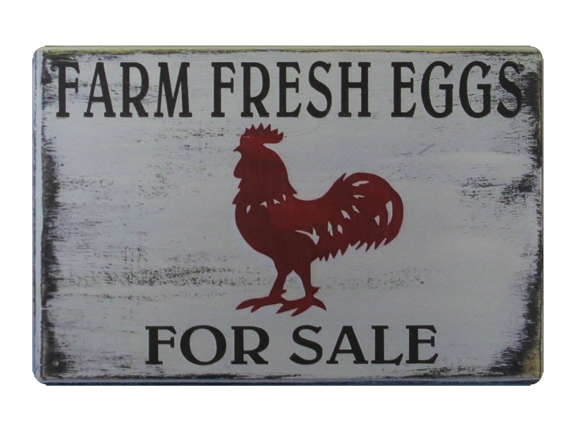 Fresh Eggs For Sale Vintage Metal Tin Sign - 12x8 Inch Retro Farmhouse Wall Decor